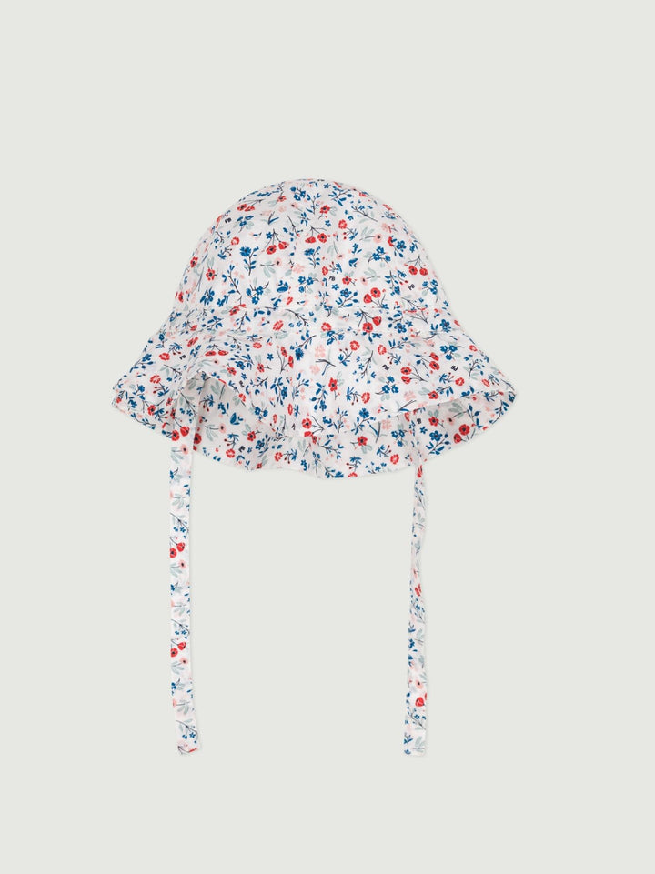 Cappellino con laccetti e stampa a fiori