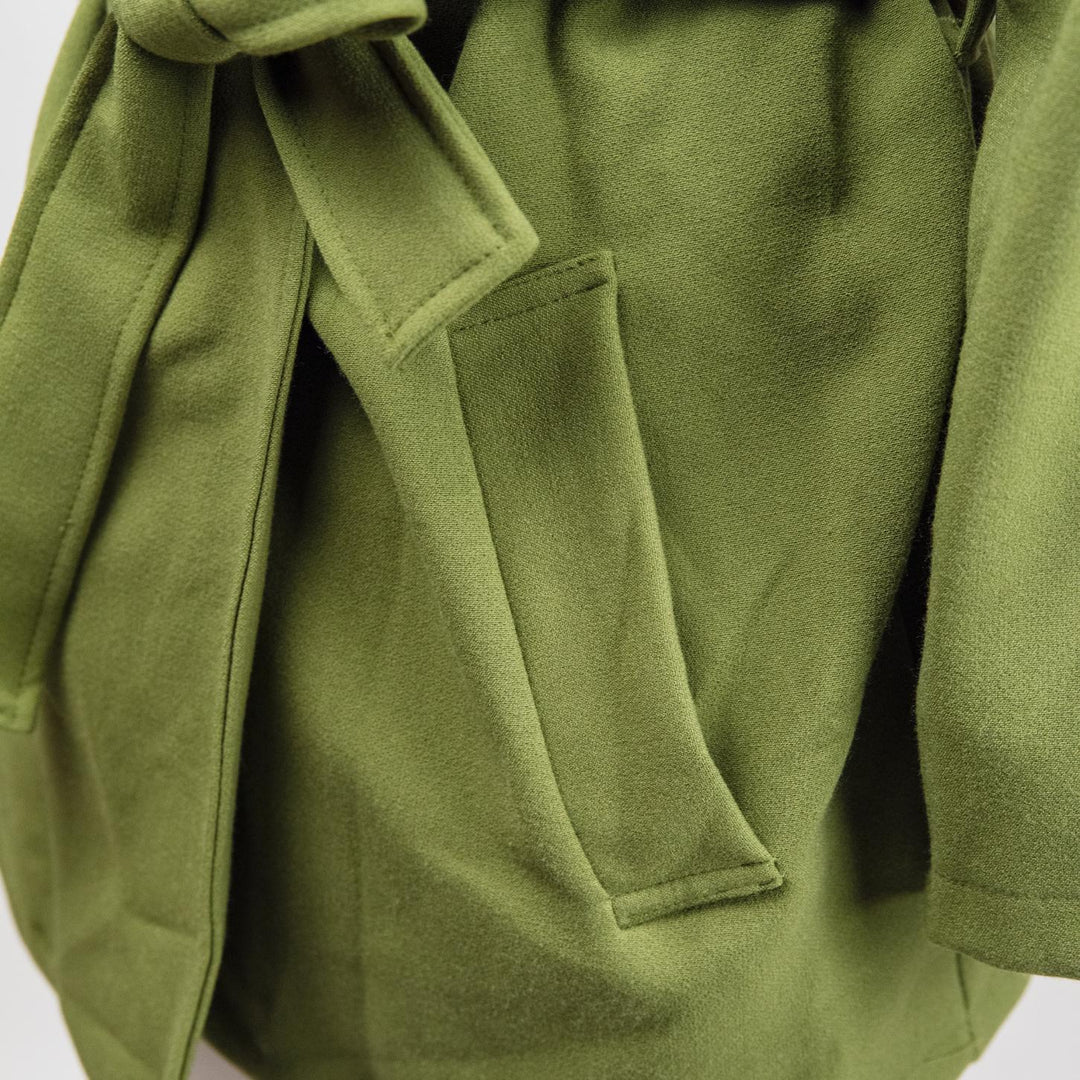Cappottino Kimono verde con spalla scesa e cintura