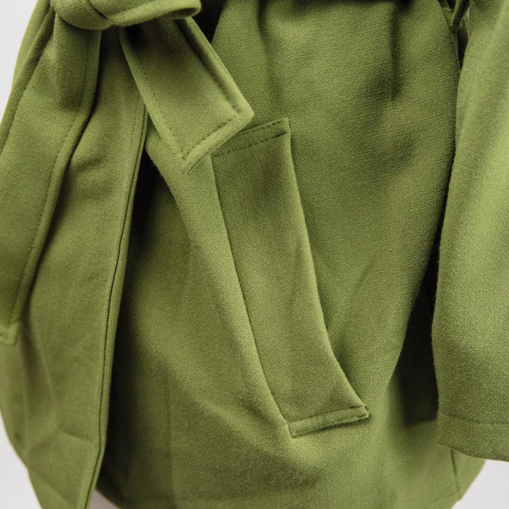 Cappottino Kimono verde con spalla scesa e cintura