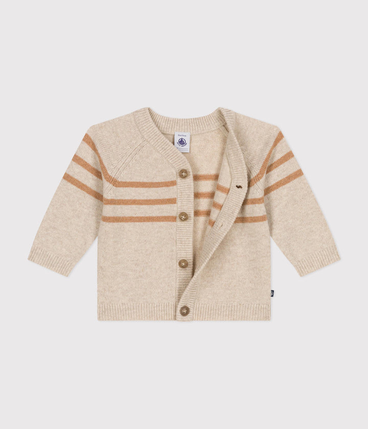Cardigan in maglia misto lana beige