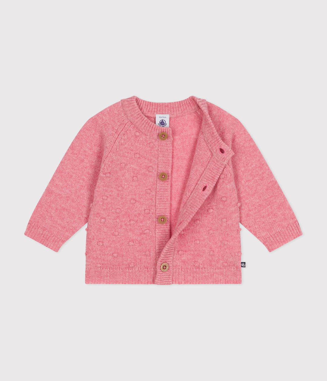 Cardigan in maglia misto lana rosa