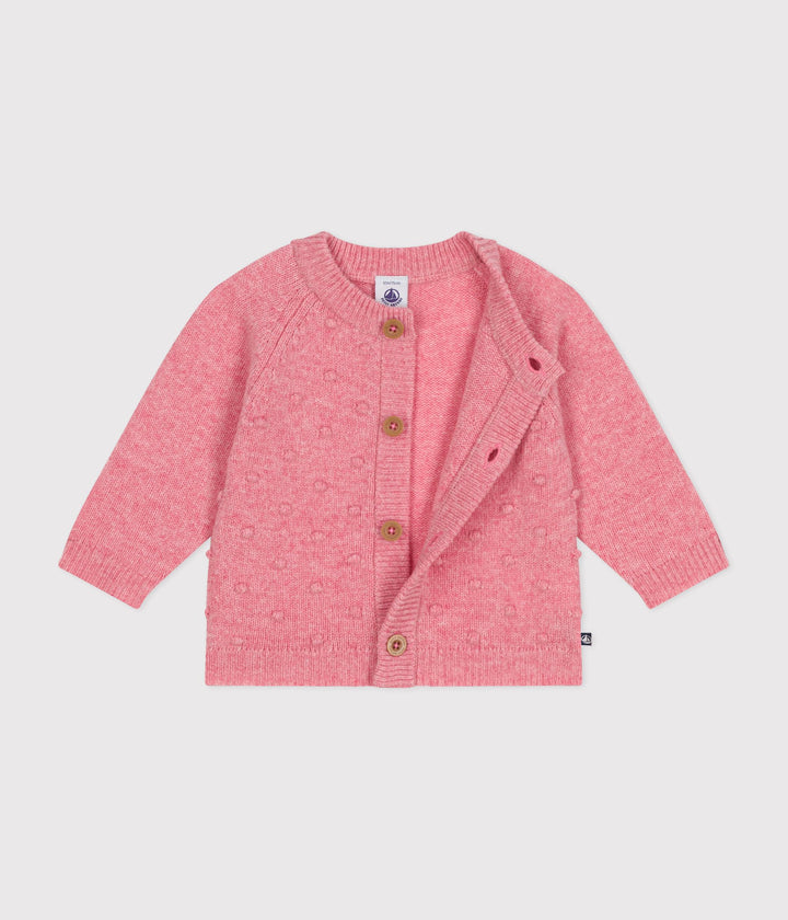 Cardigan in maglia misto lana rosa