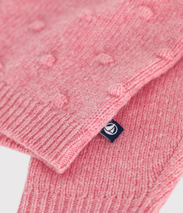 Cardigan in maglia misto lana rosa