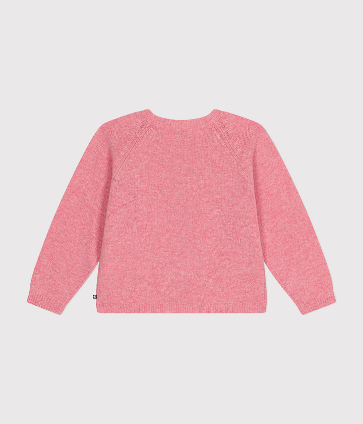 Cardigan in maglia rosa con lana bambina