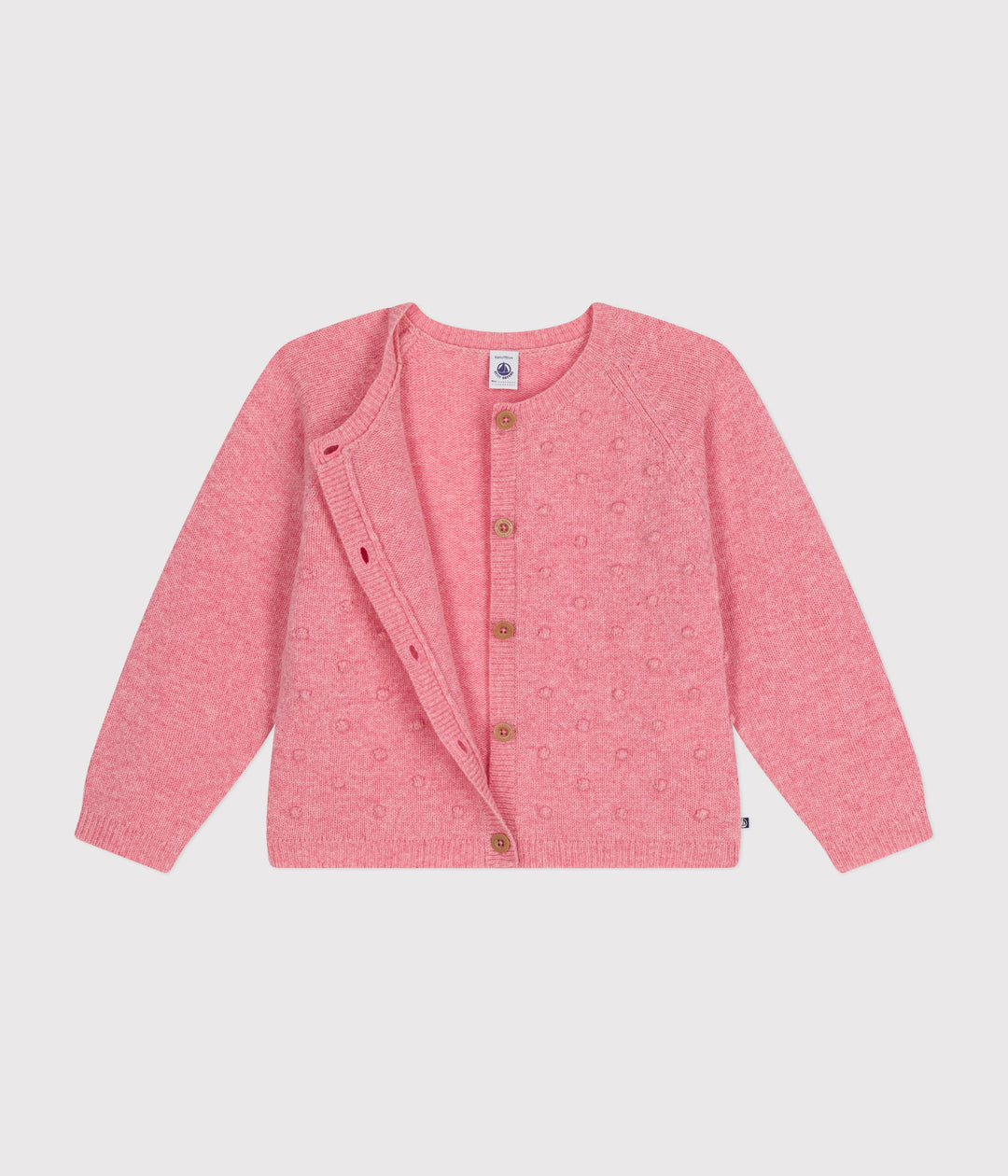 Cardigan in maglia rosa con lana bambina