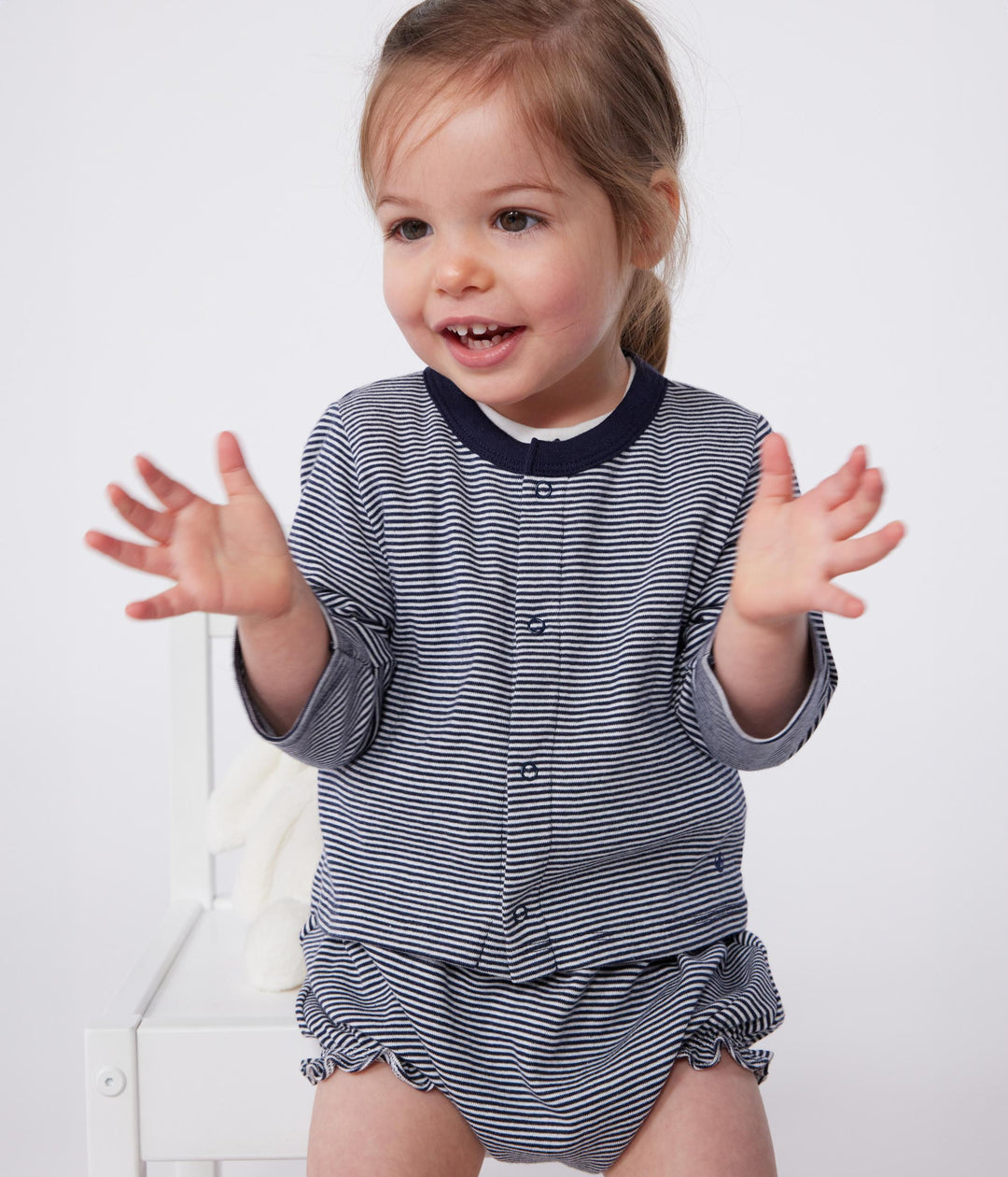 Cardigan in tubique a righe per bebè
