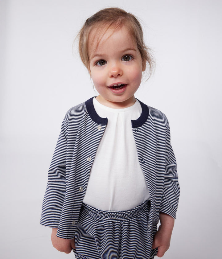 Cardigan in tubique a righe per bebè