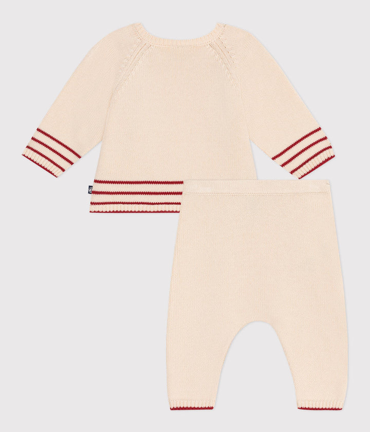 Completo 2 pezzi in maglia di cotone jacquard neonato
