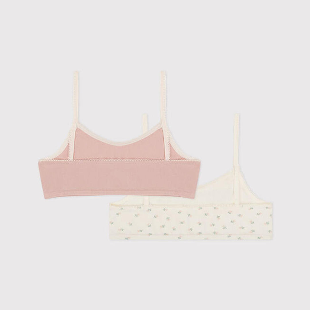 Confezione da 2 brassière ragazza in cotone ed elastam a fiori