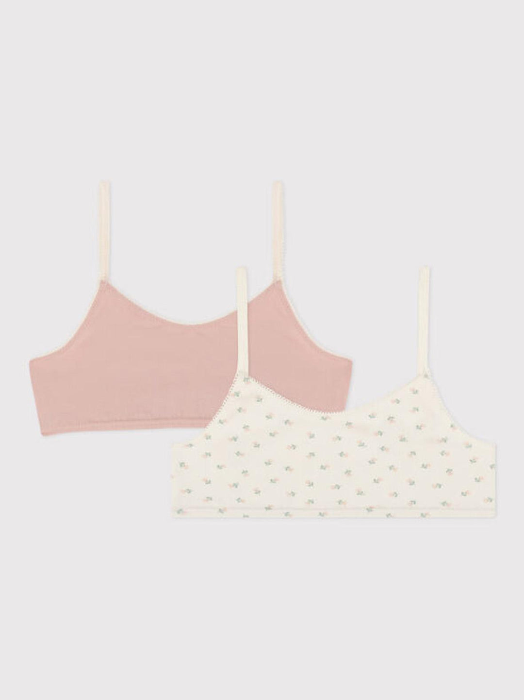 Confezione da 2 brassière ragazza in cotone ed elastam a fiori