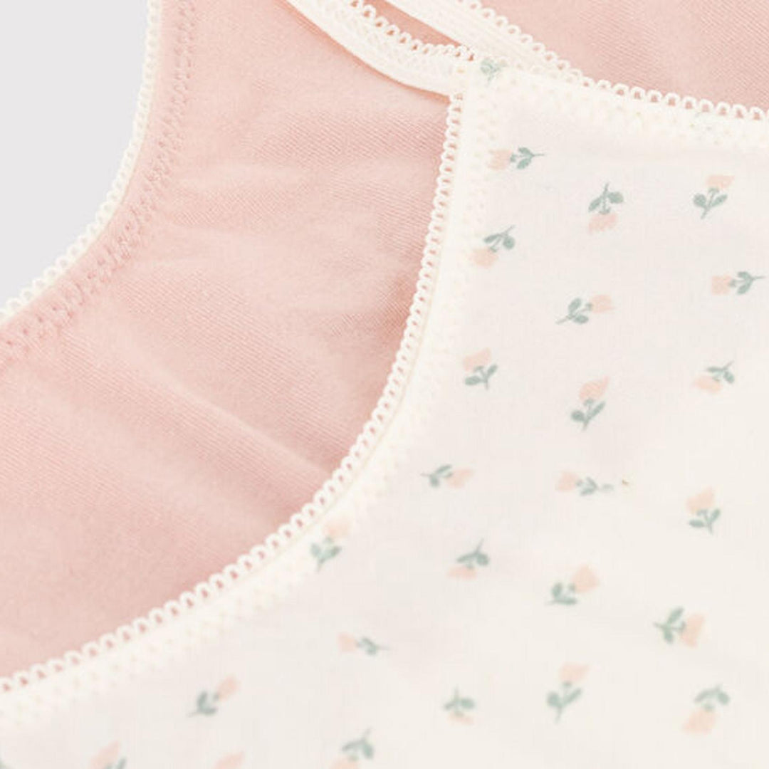 Confezione da 2 brassière ragazza in cotone ed elastam a fiori