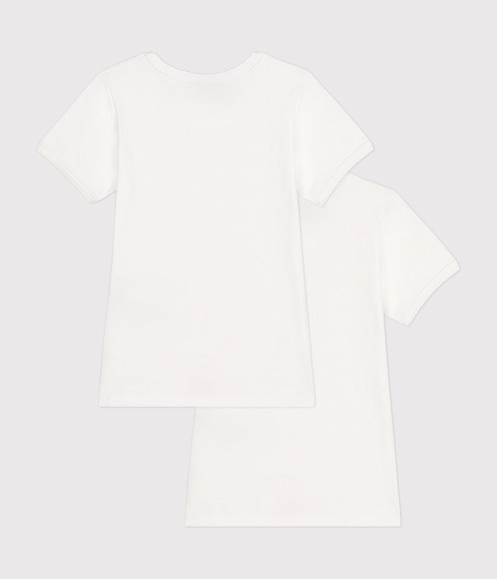 Confezione da 2 t-shirt bianche manica corta bambina
