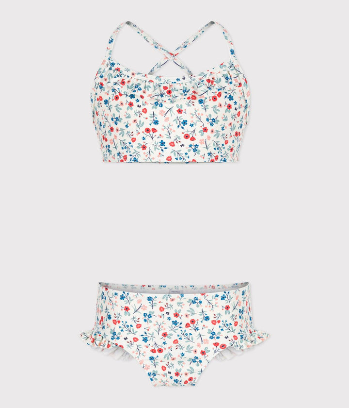 Costume da bagno 2 pezzi a fiori bambina