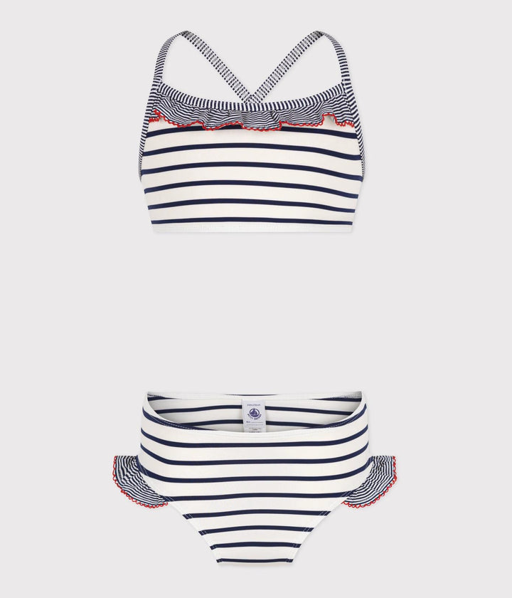 Costume da bagno a 2 pezzi a righe bambina