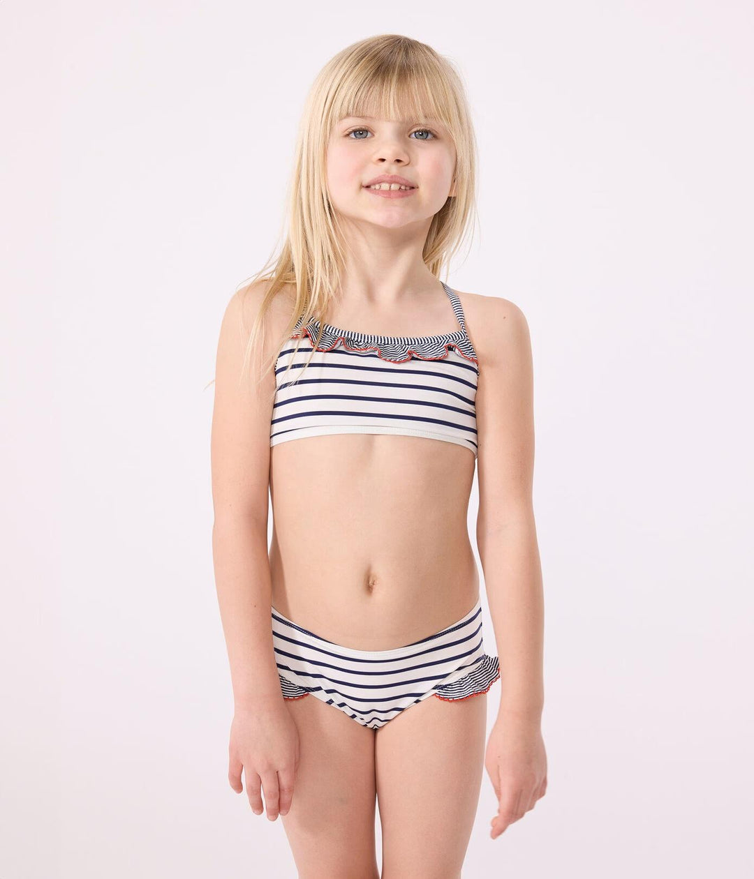 Costume da bagno a 2 pezzi a righe bambina