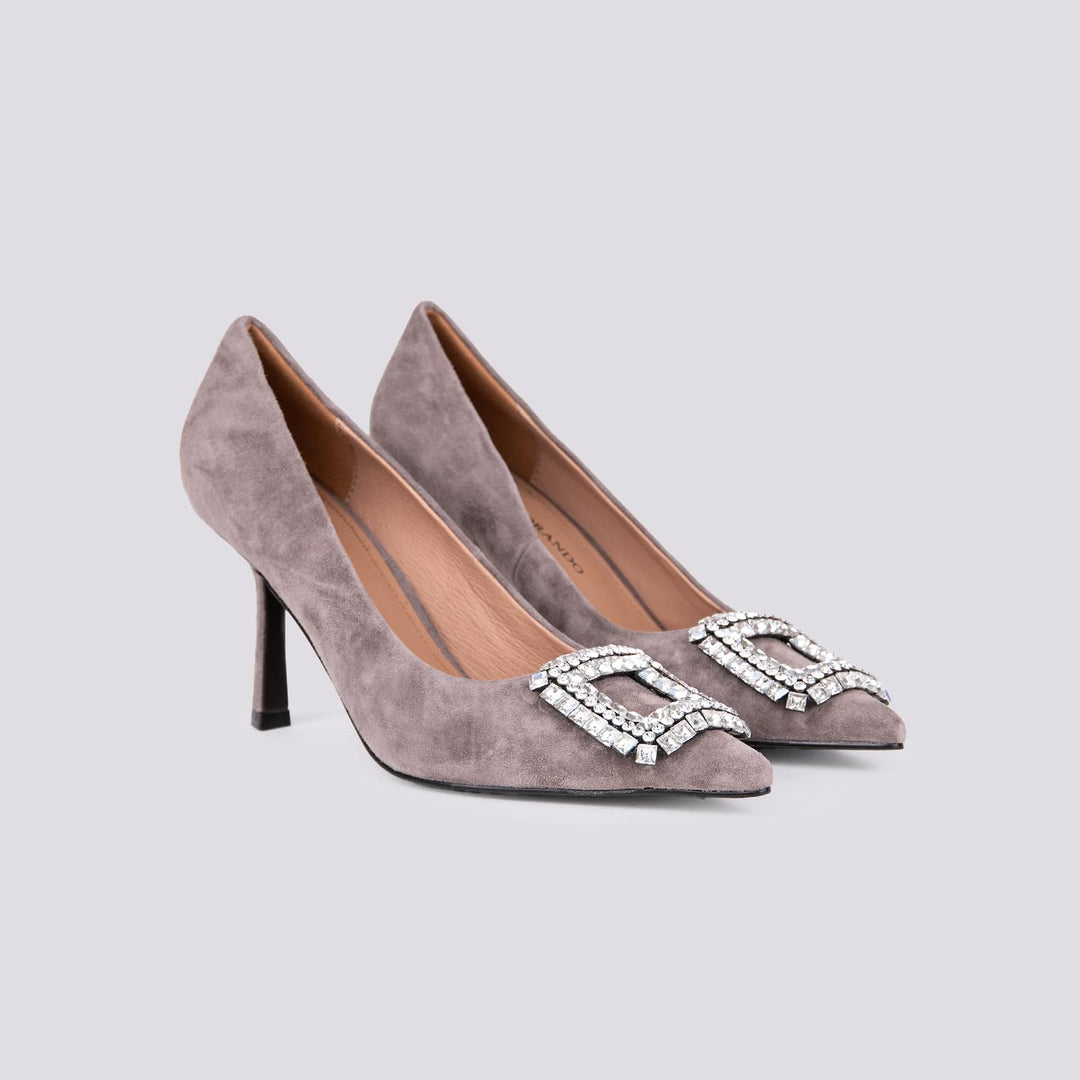 DECOLLETE GIOIELLO IN CAMOSCIO GRIGIO