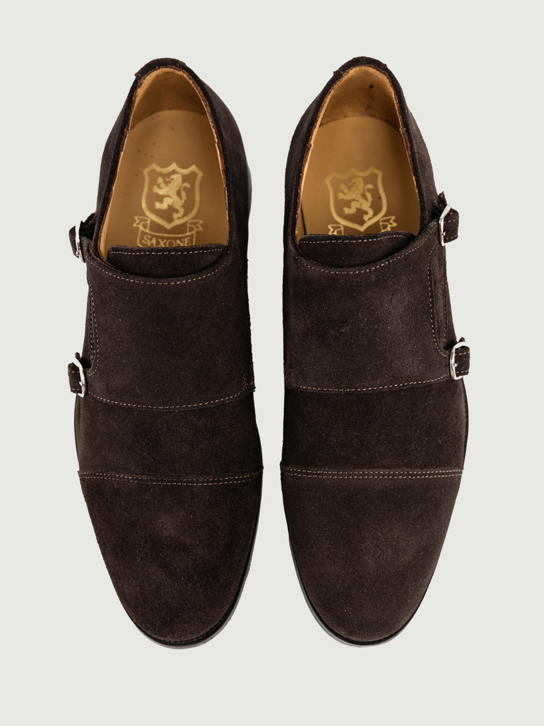 DOPPIA FIBBIA IN PELLE SCAMOSCIATA MARRONE