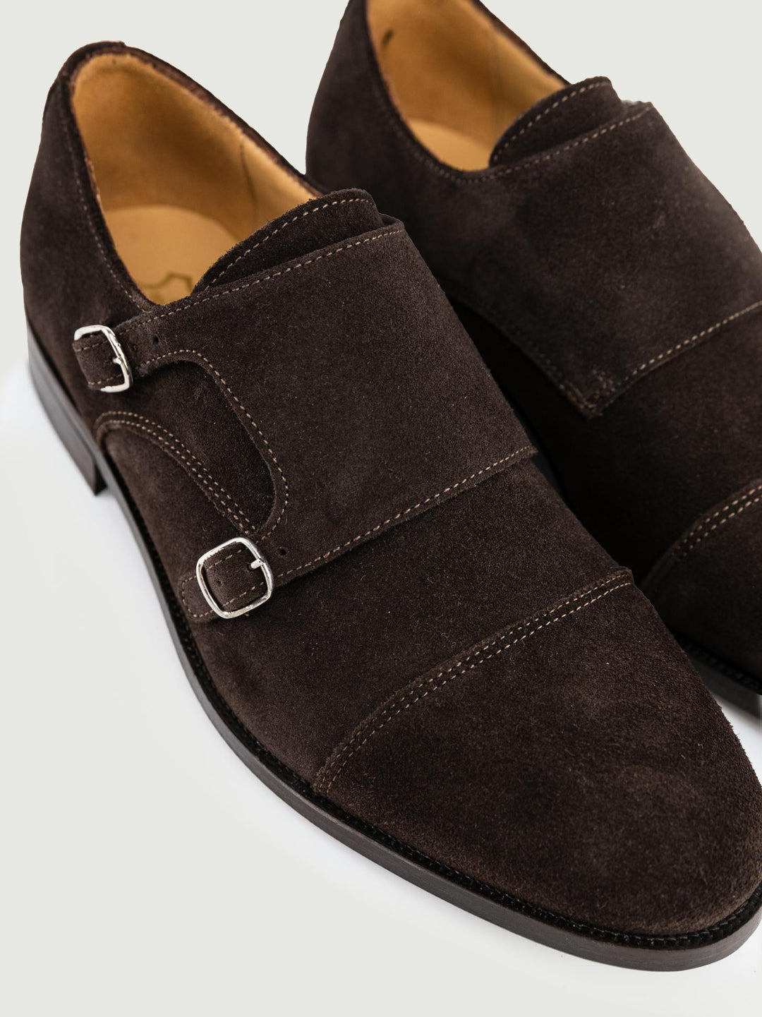 DOPPIA FIBBIA IN PELLE SCAMOSCIATA MARRONE