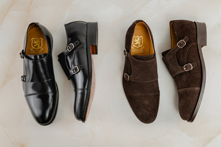 DOPPIA FIBBIA IN PELLE SCAMOSCIATA MARRONE