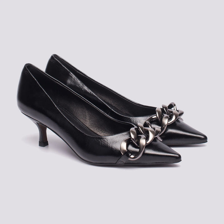 D+COLLET+ IN PELLE CON MAXI CATENA