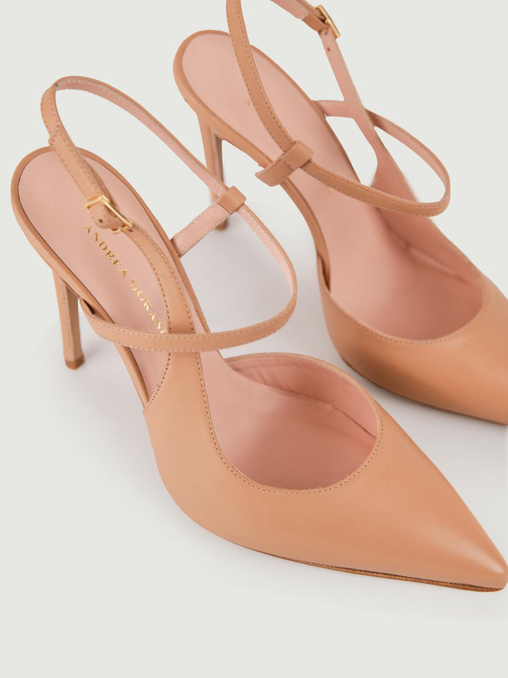 Decollètè slingback con listino nude