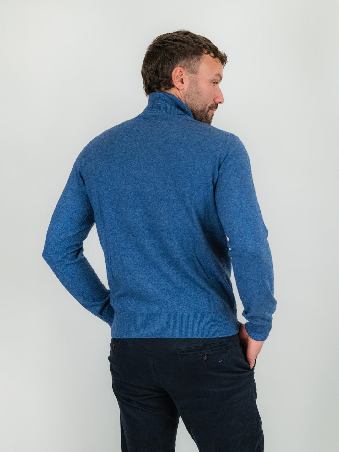 Dolcevita in lana e cashmere bluette