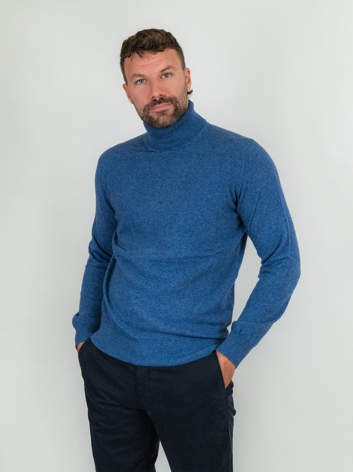 Dolcevita in lana e cashmere bluette