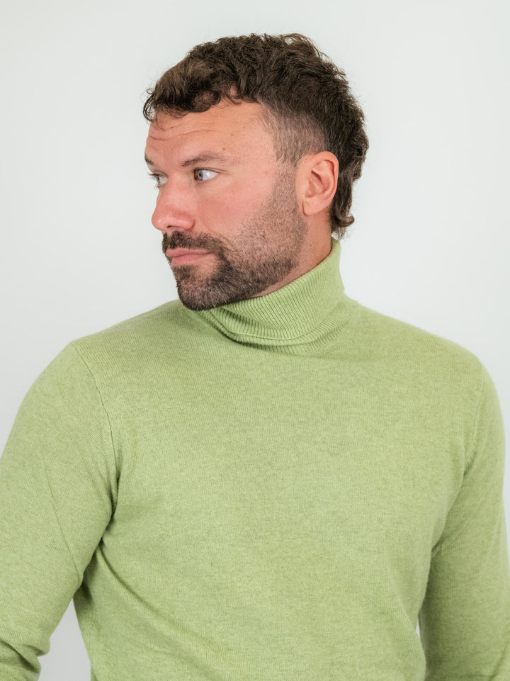 Dolcevita in lana e cashmere verde lime