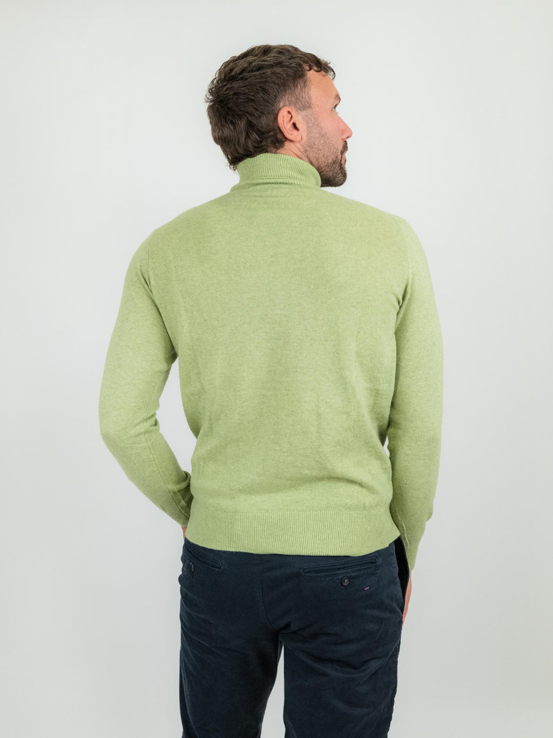Dolcevita in lana e cashmere verde lime