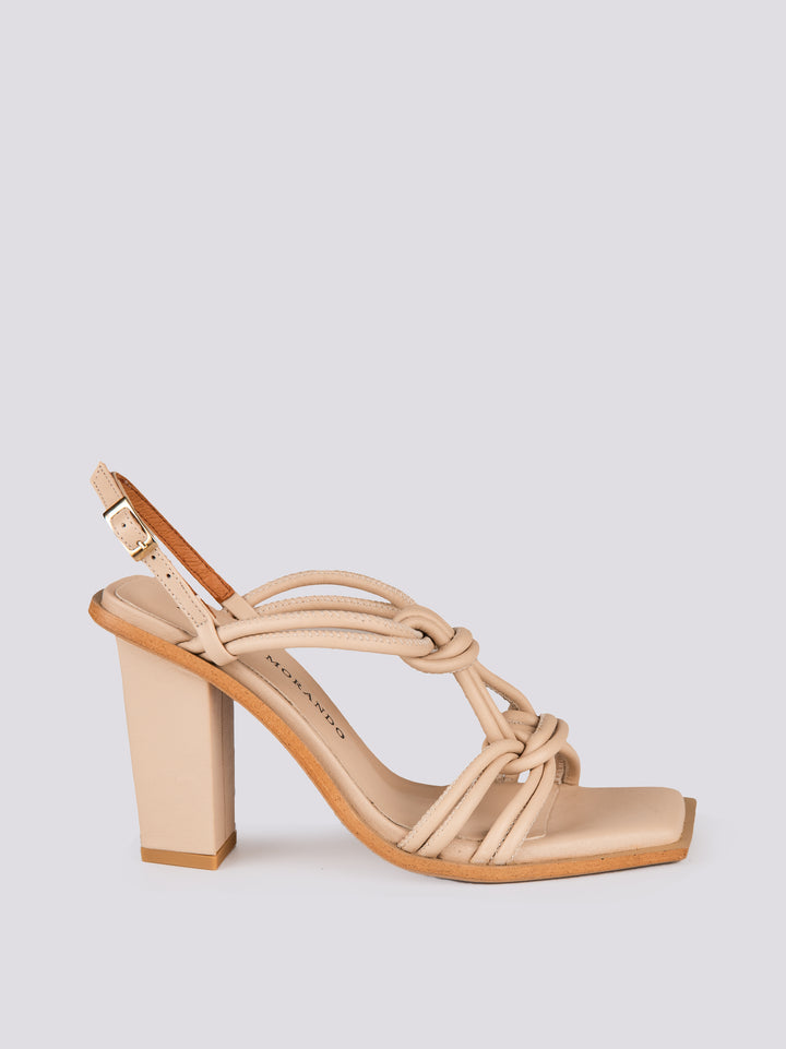Sandalo in pelle con tacco spesso e listini intrecciati 23038 077K DREAM SKIN ANDREA MORANDO 