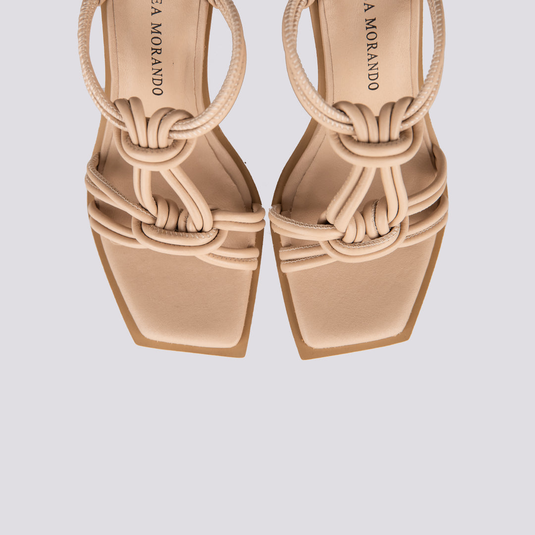 Sandalo in pelle con tacco spesso e listini intrecciati 23038 077K DREAM SKIN ANDREA MORANDO 