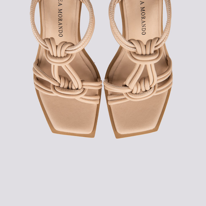 Sandalo in pelle con tacco spesso e listini intrecciati 23038 077K DREAM SKIN ANDREA MORANDO 