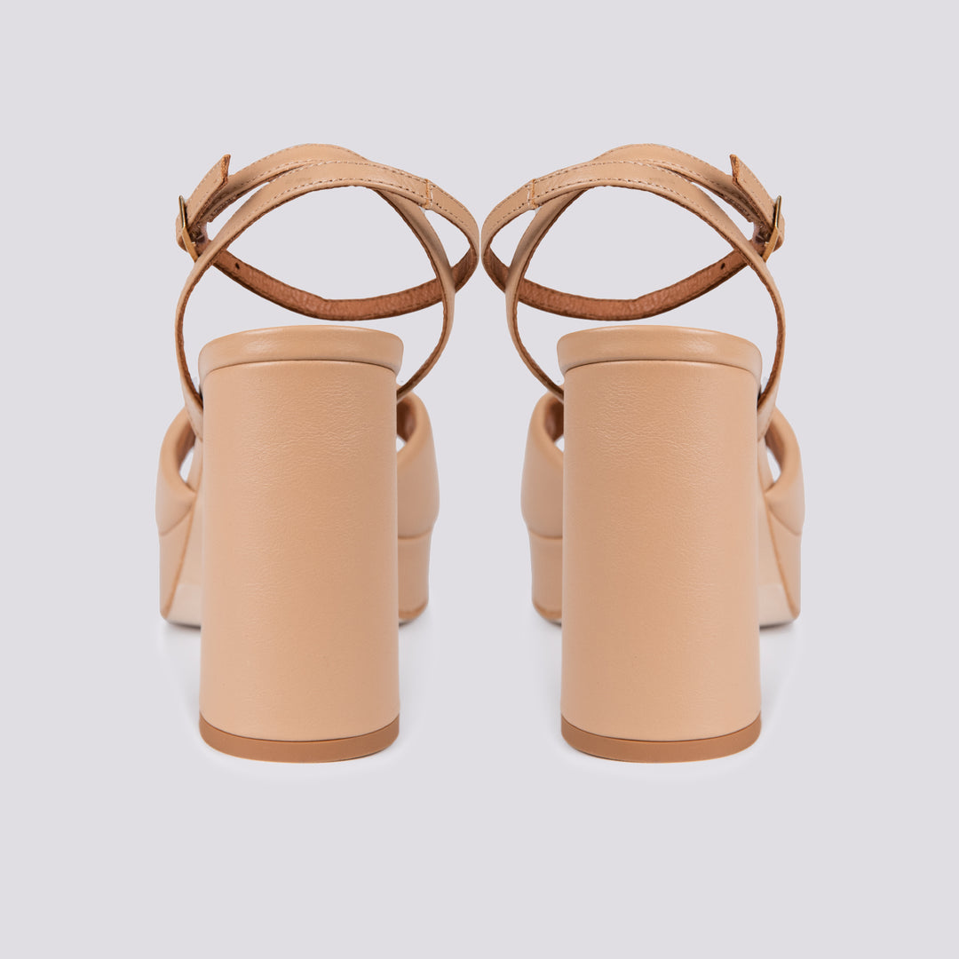 Sandalo platform in pelle beige con tacco spesso 23084 926A DREAM NIRVANA ANDREA MORANDO 