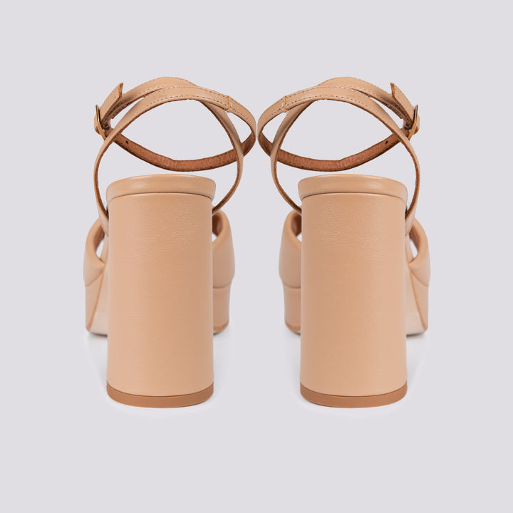 Sandalo platform in pelle beige con tacco spesso 23084 926A DREAM NIRVANA ANDREA MORANDO 