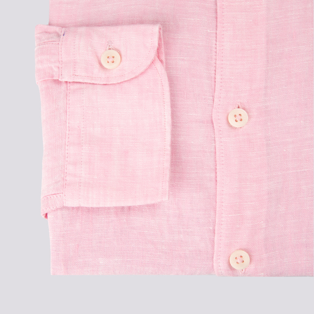 Camicia in lino rosa tinto filo