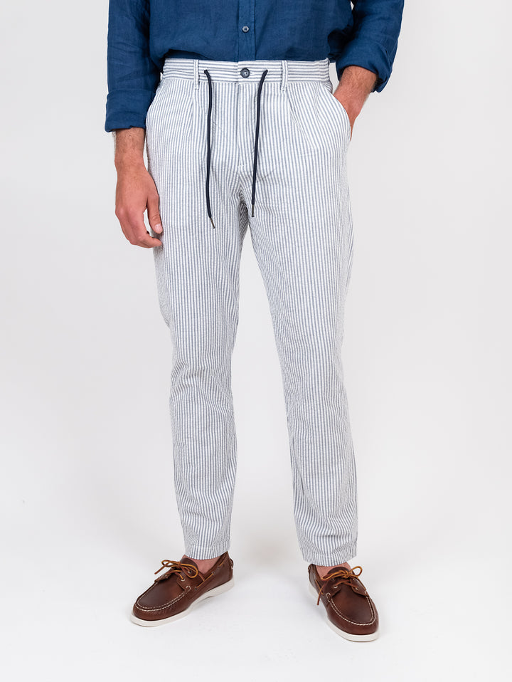 Pantalone in cotone a righe con coulisse