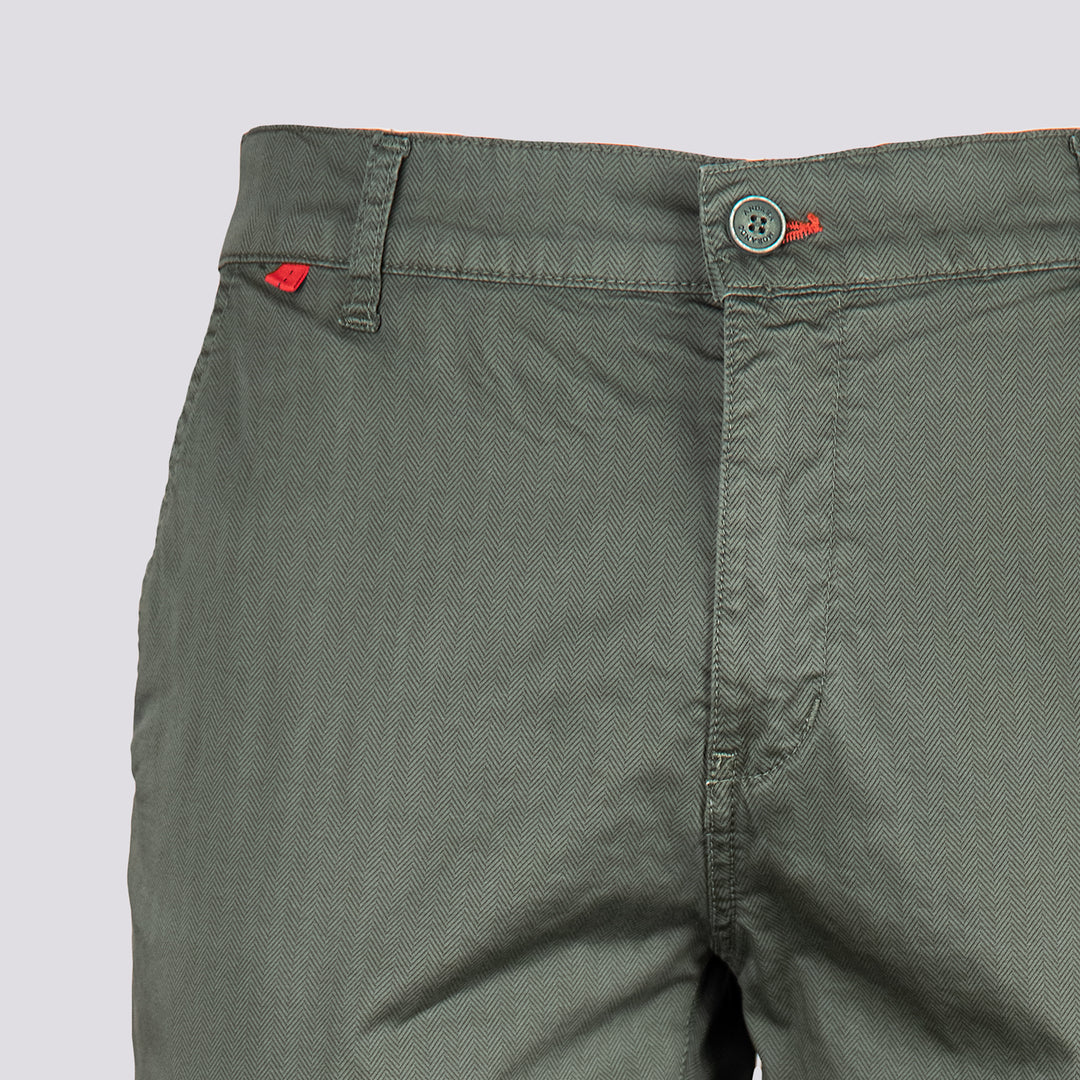 Pantalone tasca a filo in cotone spigato verde militare