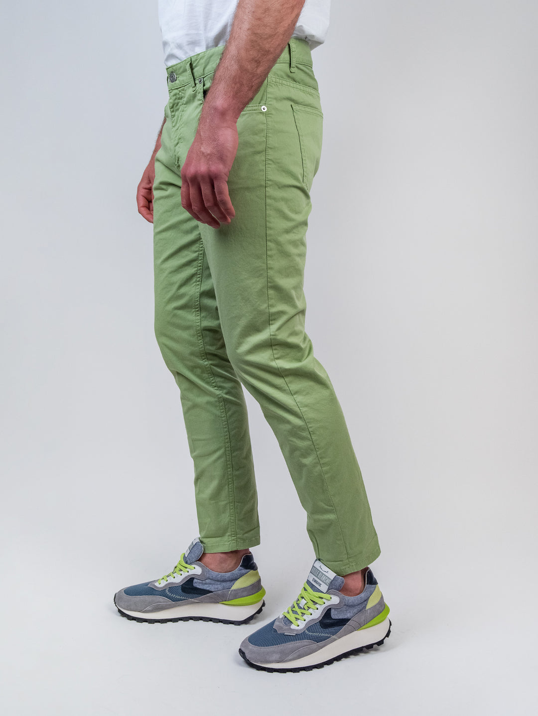 Pantalone cinque tasche in cotone verde pistacchio