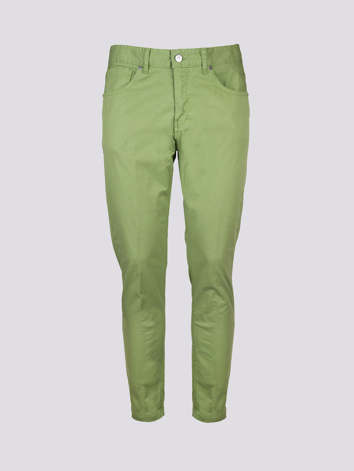 Pantalone cinque tasche in cotone verde pistacchio