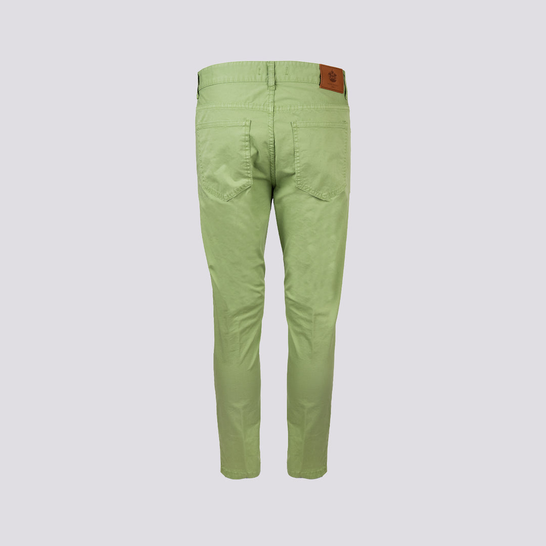 Pantalone cinque tasche in cotone verde pistacchio