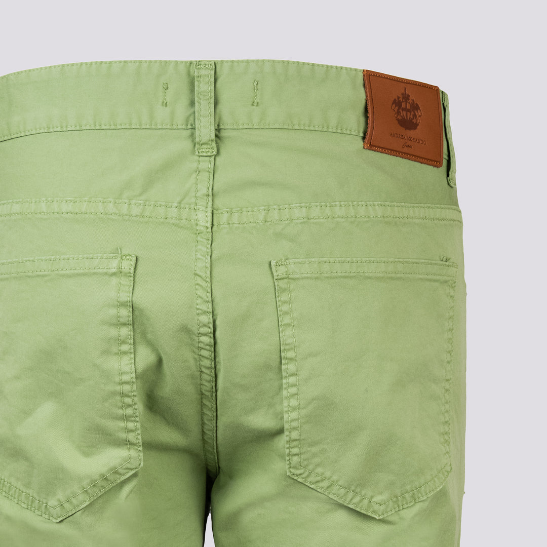 Pantalone cinque tasche in cotone verde pistacchio