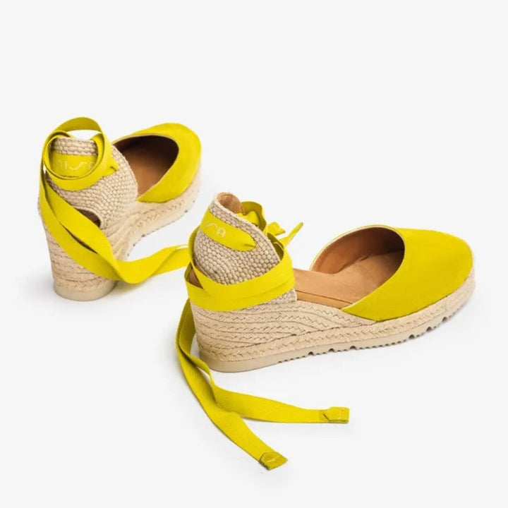 Sandali espadrillas con zeppa color kiwi