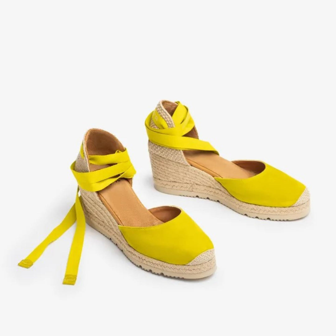 Sandali espadrillas con zeppa color kiwi