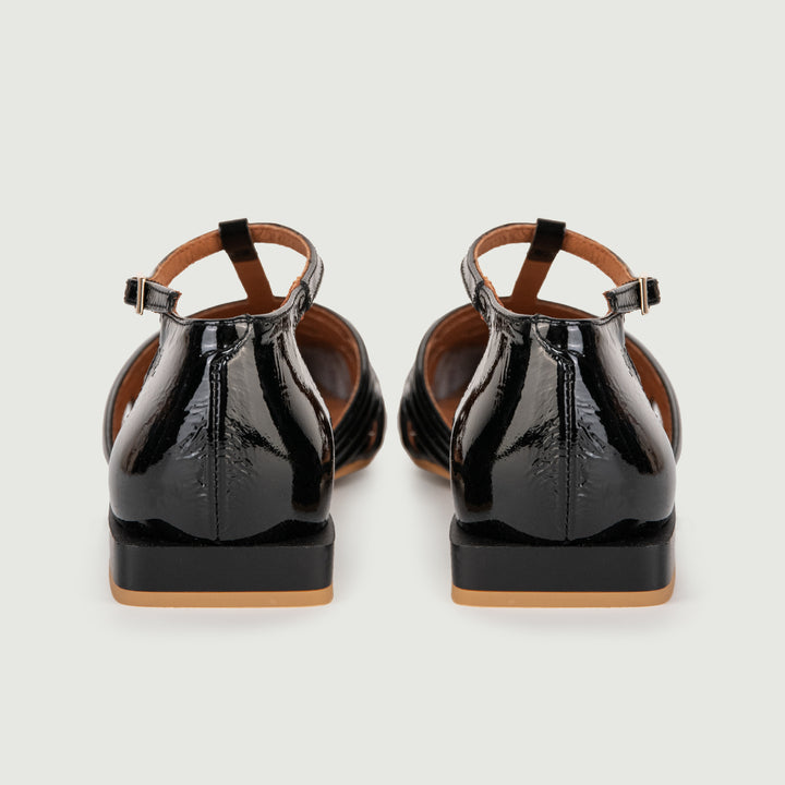 BALLERINE IN VERNICE NERA CON LACCETTO A T 24001/530B NERO ANDREA MORANDO 