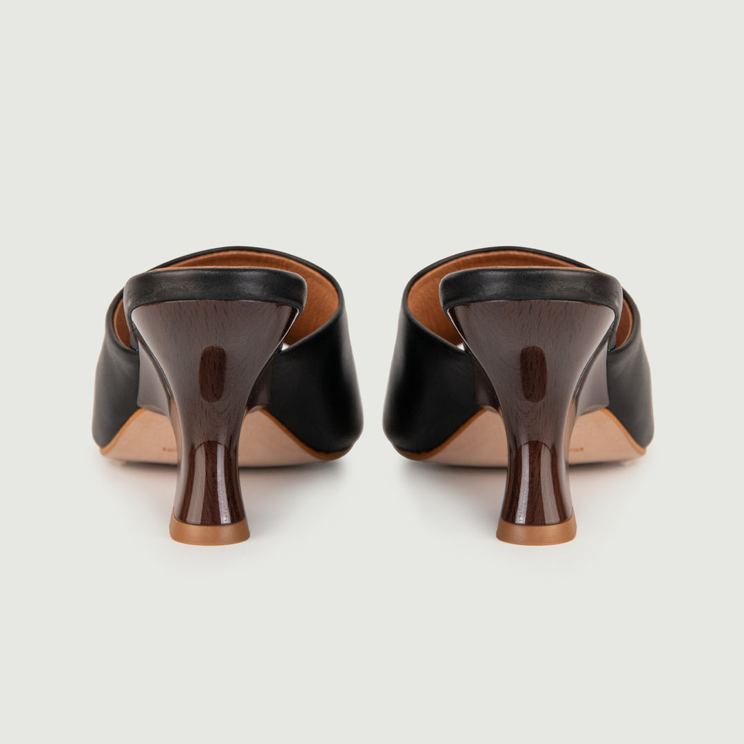 SABOT CON MAXI FASCIA IN PELLE NERA 24074/750H NERO ANDREA MORANDO 