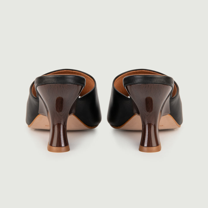 SABOT CON MAXI FASCIA IN PELLE NERA 24074/750H NERO ANDREA MORANDO 