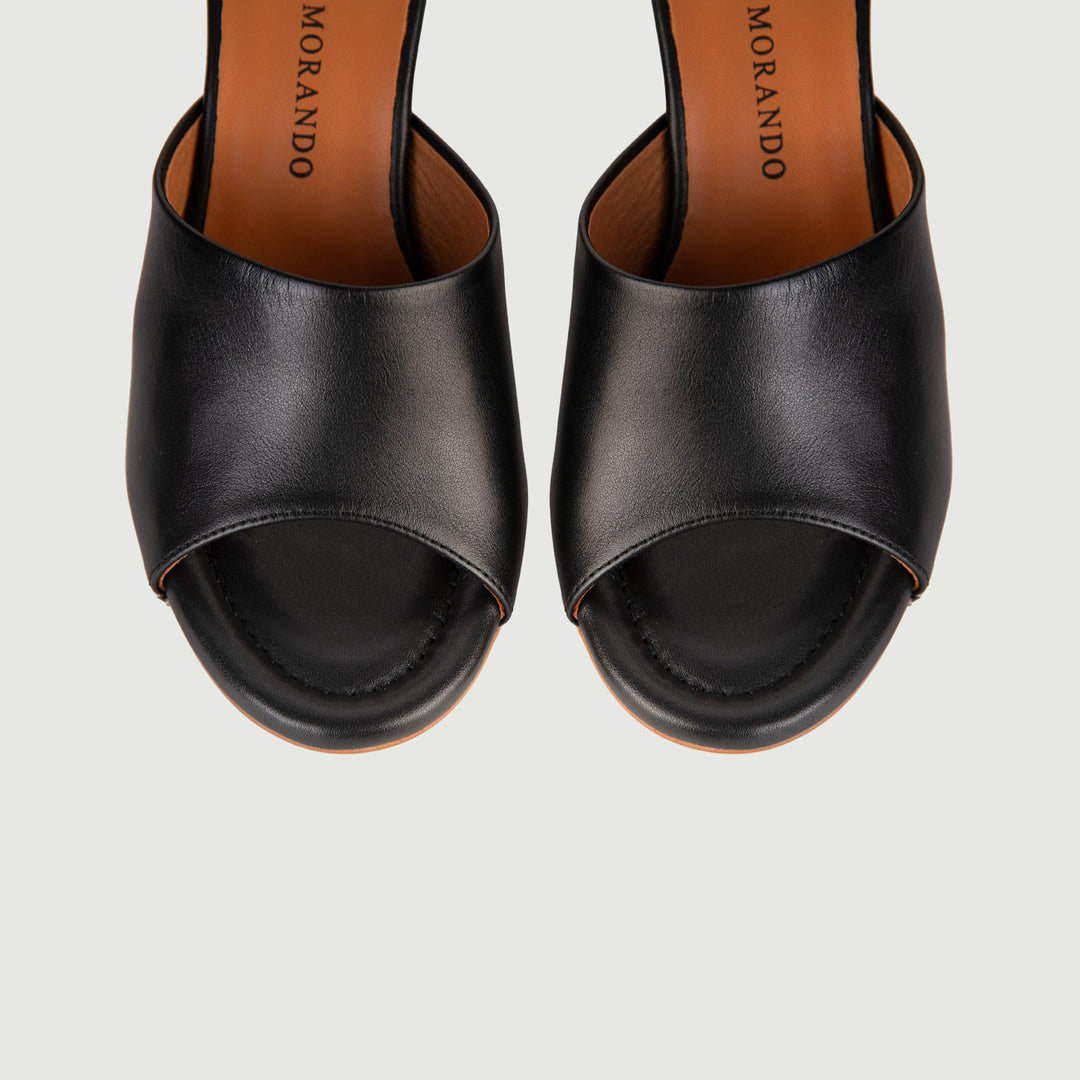 SABOT CON MAXI FASCIA IN PELLE NERA 24074/750H NERO ANDREA MORANDO 