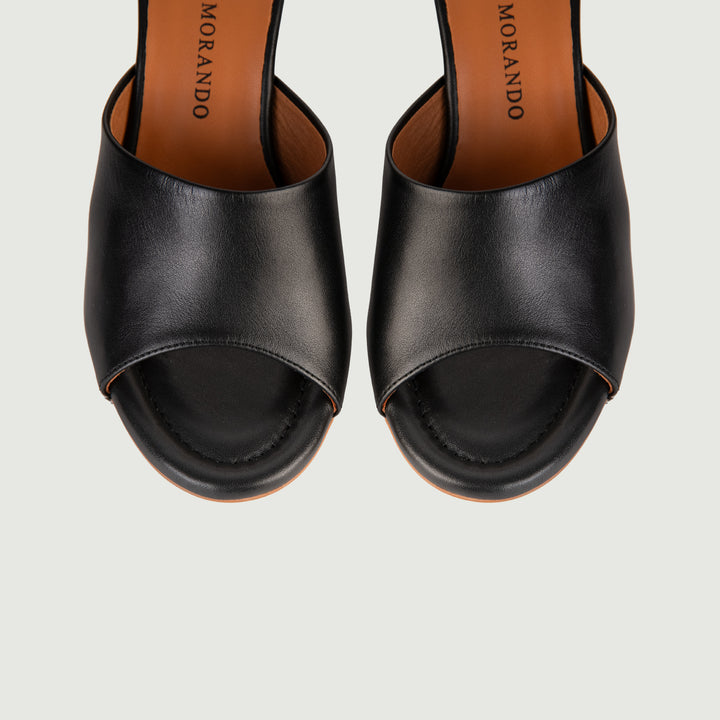 SABOT CON MAXI FASCIA IN PELLE NERA 24074/750H NERO ANDREA MORANDO 