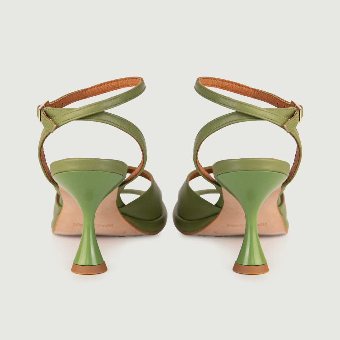 SANDALO IN PELLE VERDE CON TACCO A ROCCHETTO 24099/467A VERDE ANDREA MORANDO 