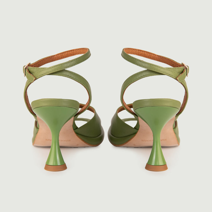 SANDALO IN PELLE VERDE CON TACCO A ROCCHETTO 24099/467A VERDE ANDREA MORANDO 
